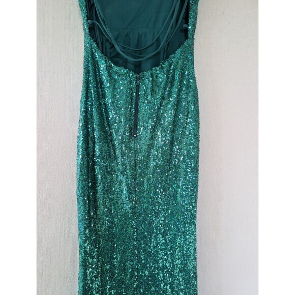 Sequin Maxi Dress Sz M Green Romantic Elegant Evening Gown Cruise Wedding Hoco - Picture 12 of 16